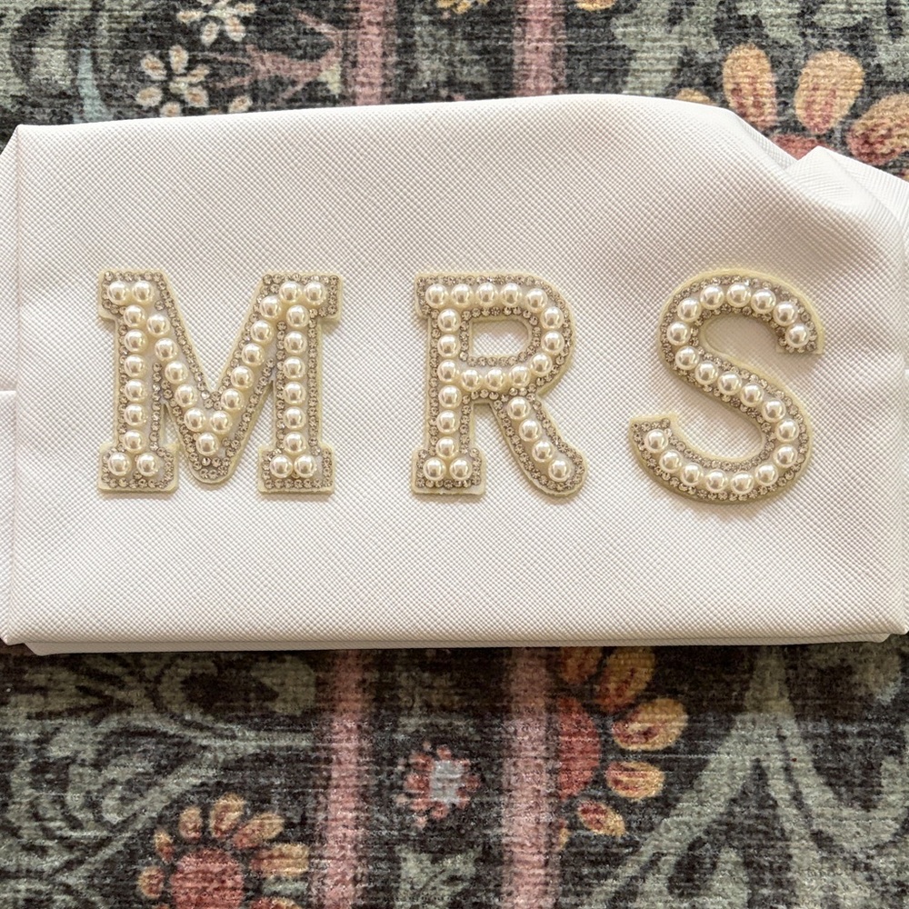 Pearl Embellished 'MRS' Clutch or Makeup Pouch